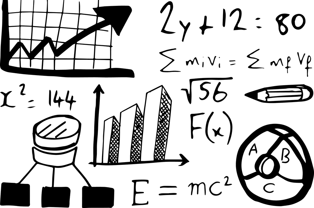Transparent Graphical Bar Chart with Mathematical Equations