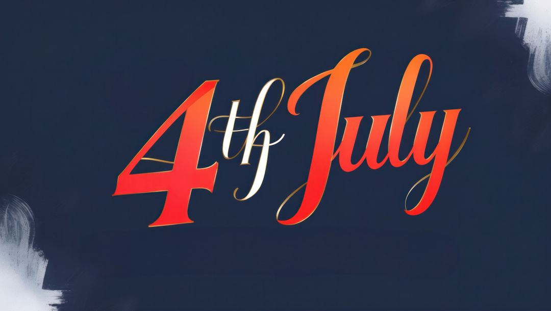 Stylized 4th July Text with Colorful Brushstroke Accents