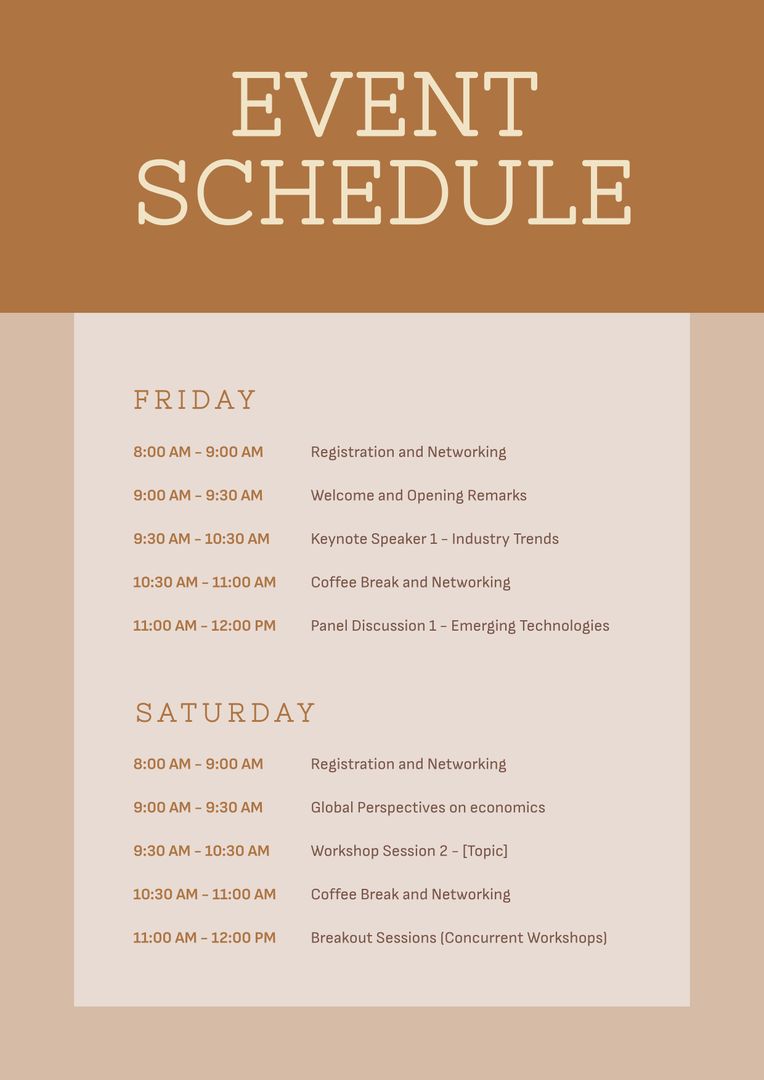 Professional Event Schedule Template with Detailed Agenda - Download Free Stock Templates Pikwizard.com