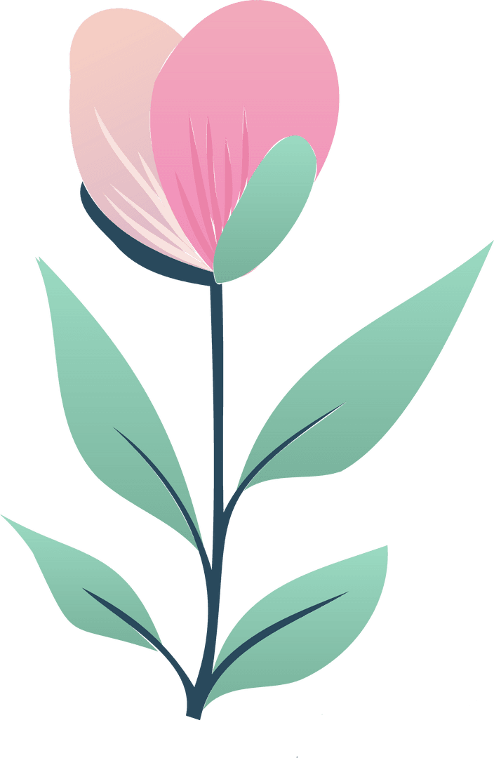 Elegant Pink-Peach Flower Digital Art on Transparent Background