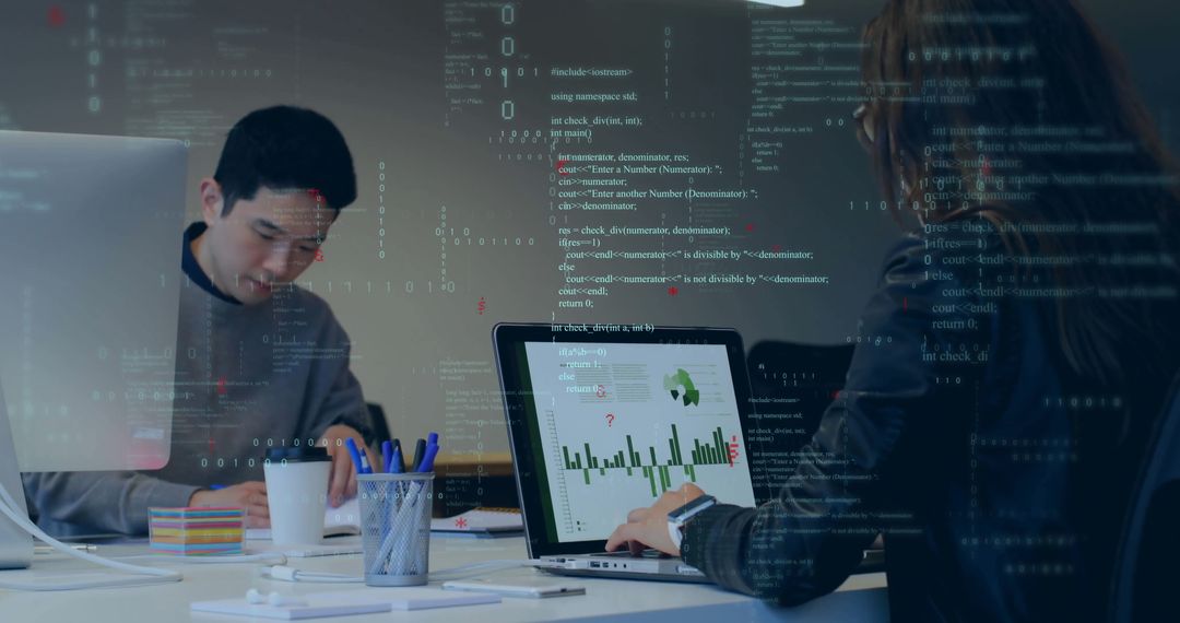 Colleagues Analyzing Data in Office Meeting with Laptops