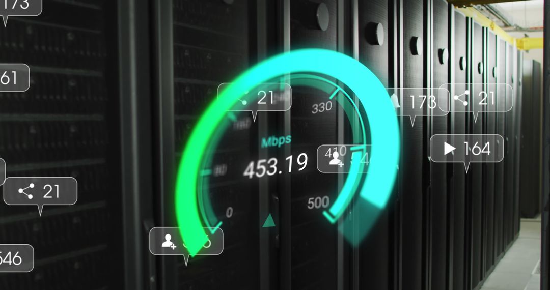 High-Speed Data Transfer in Modern Server Room Concept