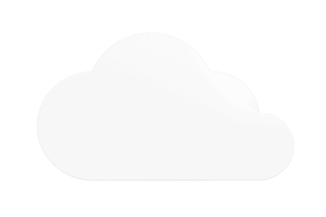 Transparent White Cloud Icon with Copy Space on Glossy Surface
