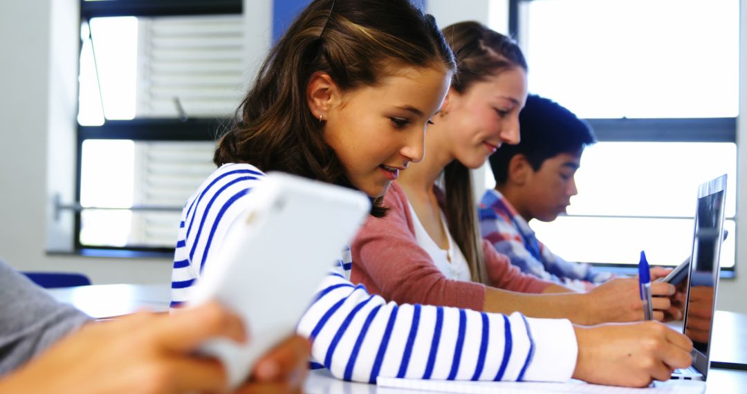 Focused Students Engaged in Language Lesson Session