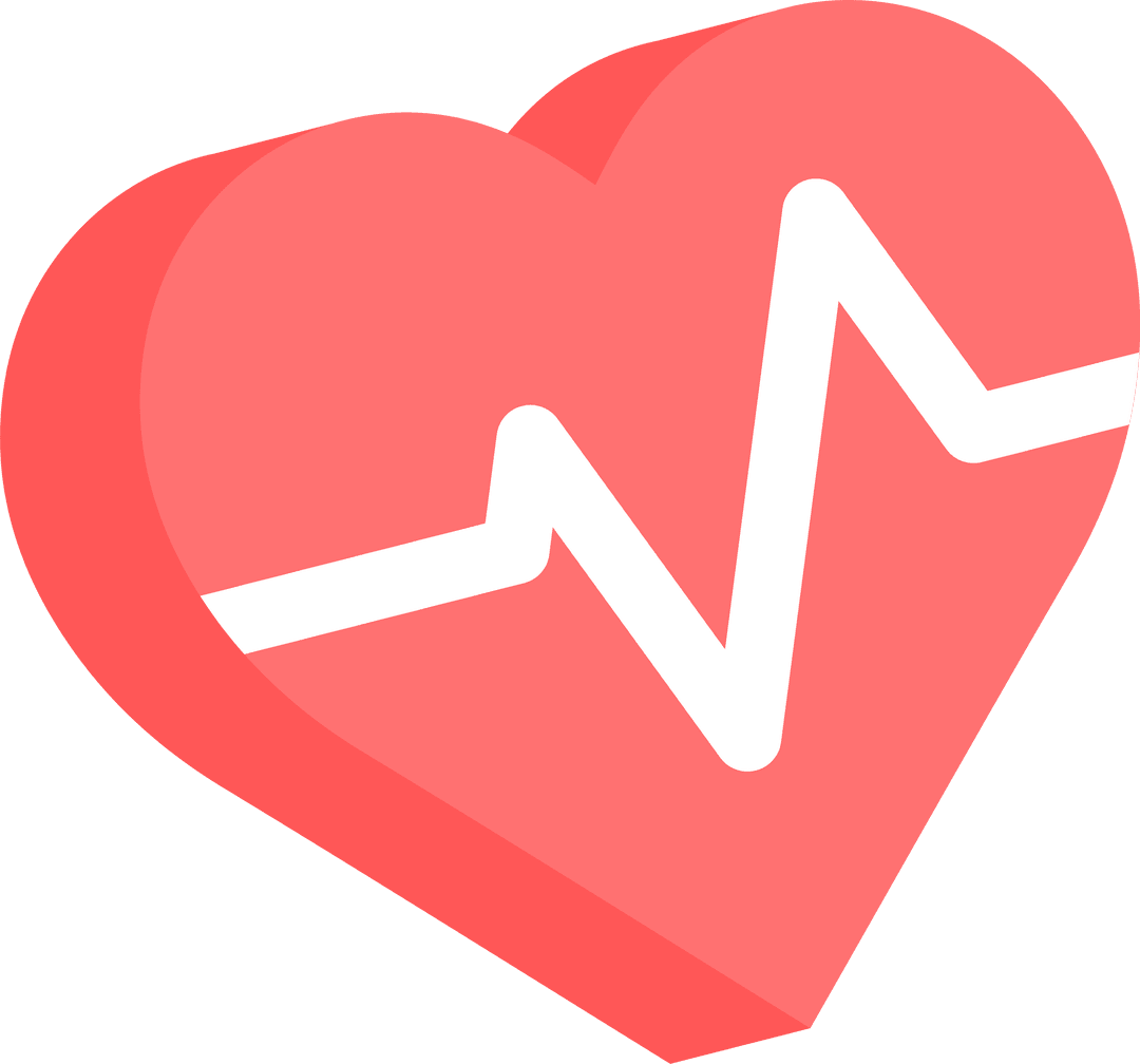 Transparent Geometric Heart Icon with Vitality Pulse Illustration