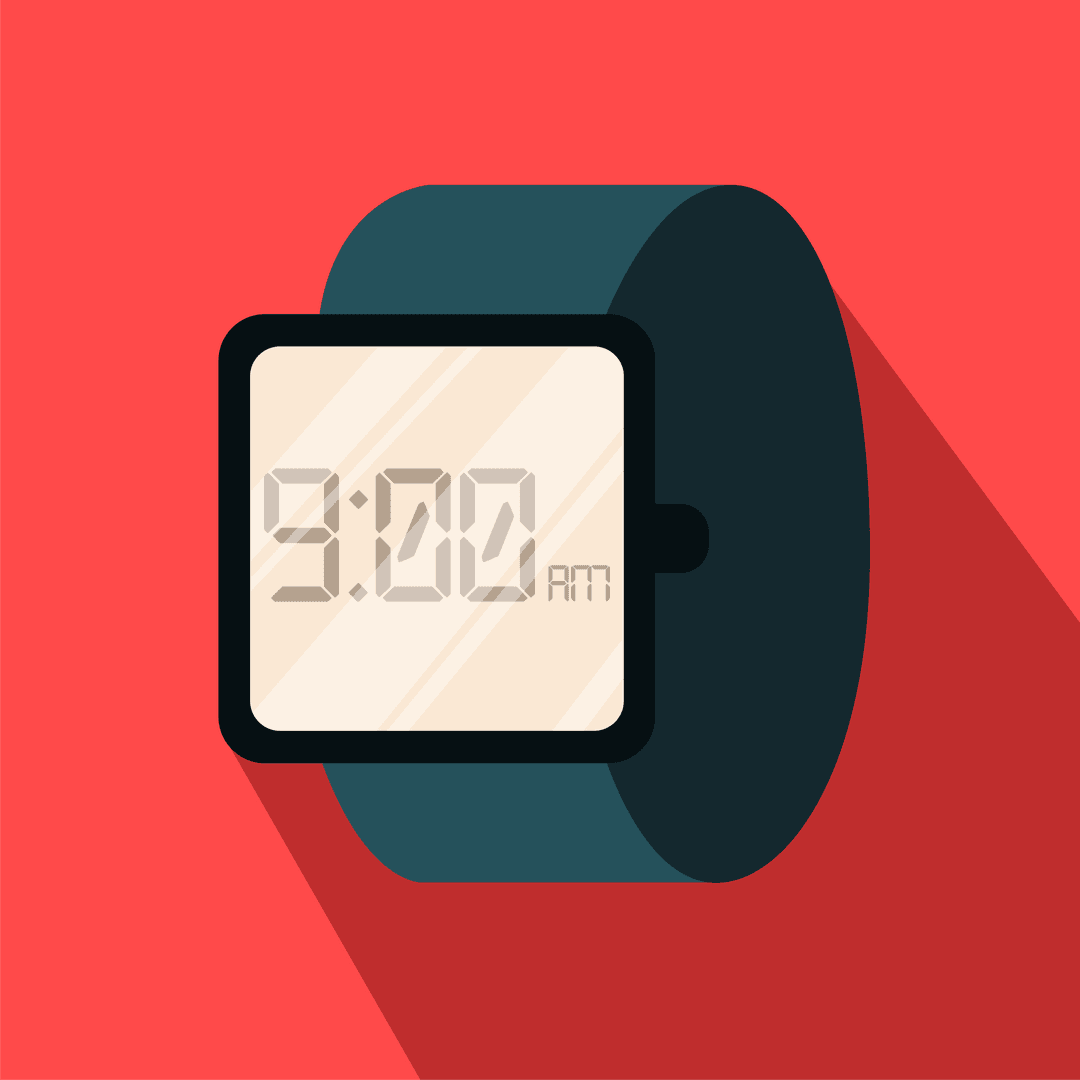 Digital Wristwatch Showing 9:00 AM on Transparent Background