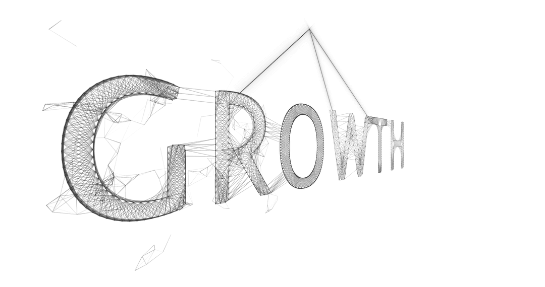 Growth Text Illustration with Network Connections on Transparent Background