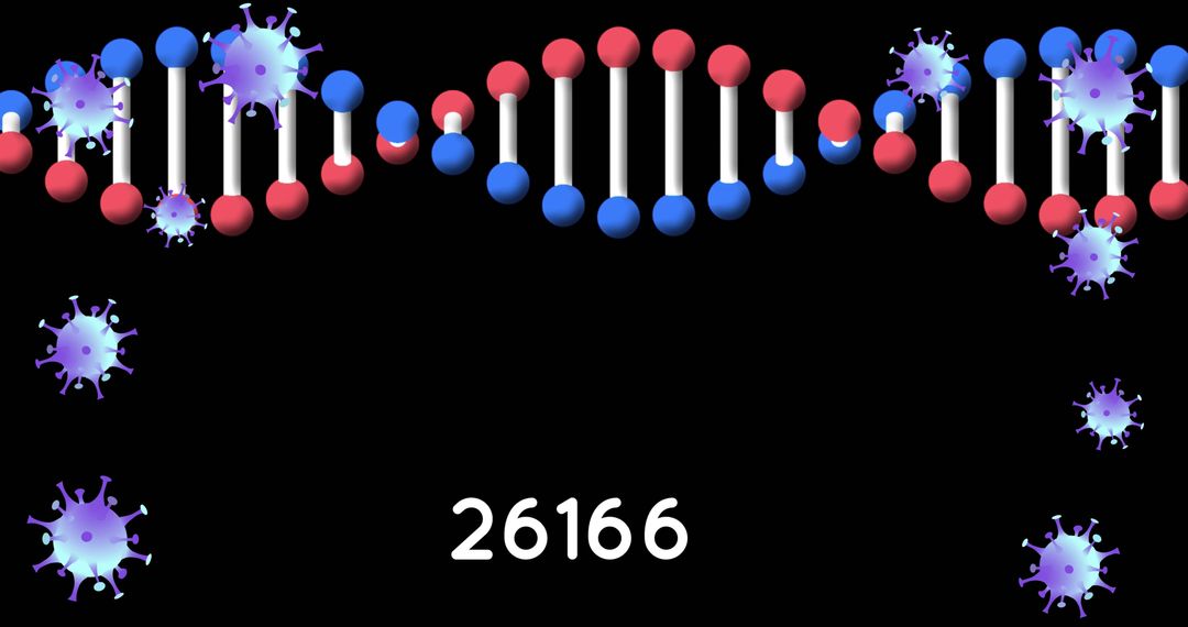 DNA Strand with Virus Cells on Digital Screen