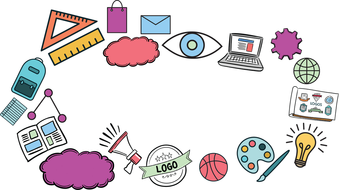 Colorful Business Icons on Transparent Background for Creative Design