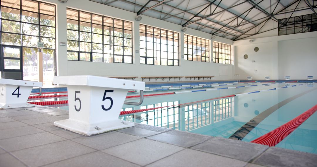 Indoor Swimming Pool with Starting Blocks Ready for Competition