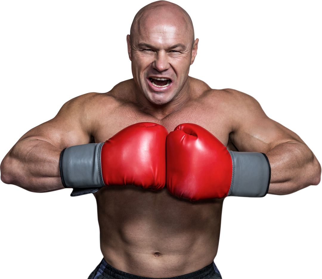 Angry Bald Boxer Wearing Red Gloves on Transparent Background - Download Free Stock Images Pikwizard.com