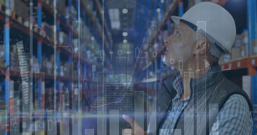 Warehouse Manager Analyzing Digital Logistics Data with Technical Insight