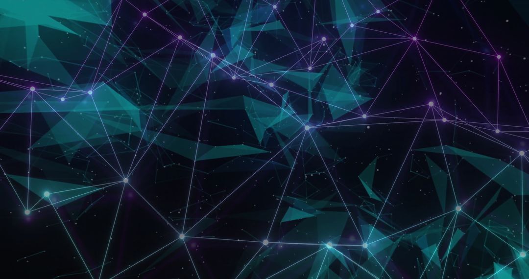 Abstract Digital Network with Glowing Connections on Dark Background