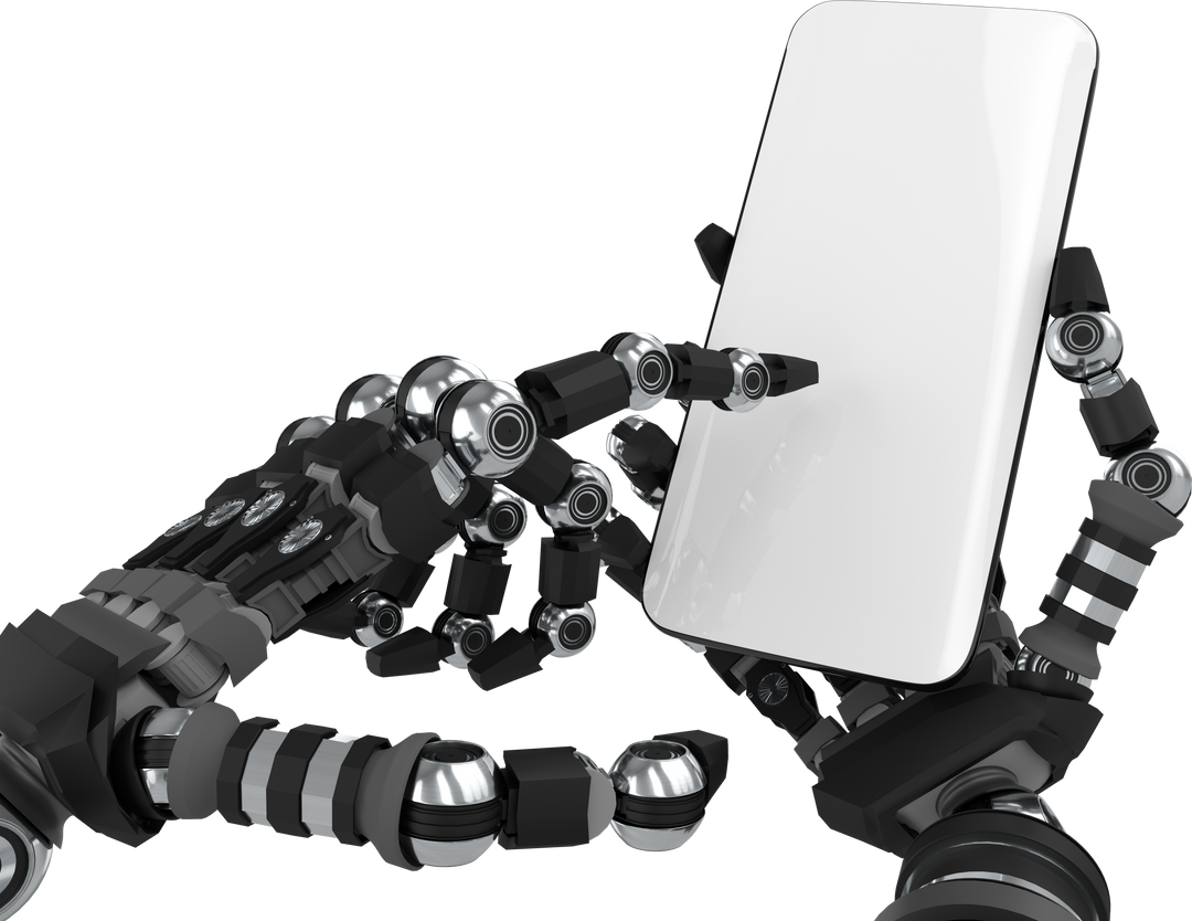 Robotic Hands Holding Smartphone Isolated on Transparent - Download Free Stock Images Pikwizard.com