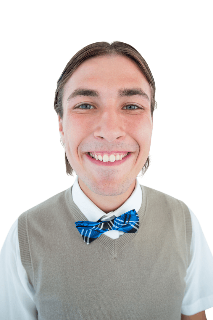 Transparent Geeky Hipster with Bowtie Smiling
