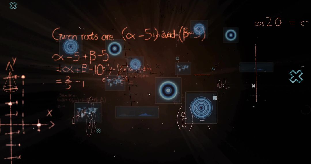 Holographic Math Equations in Futuristic Interface
