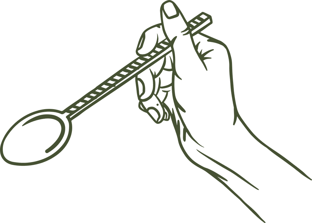 Hand Holding Measuring Spoon Precision Transparent Line Art