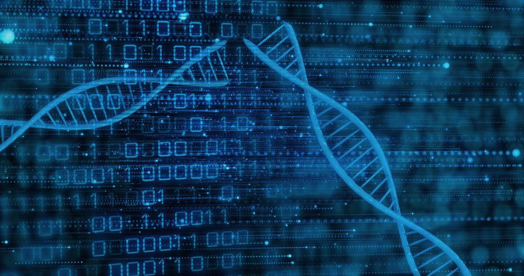 Futuristic DNA Helix with Binary Code