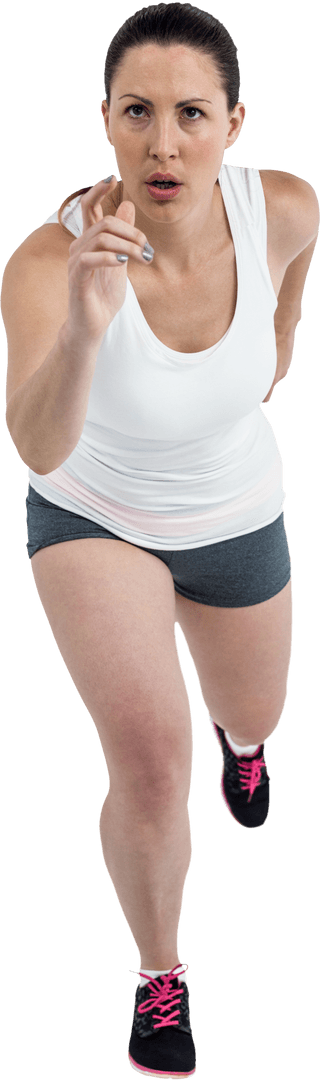 Energetic Transparent Female Athlete Sprinting