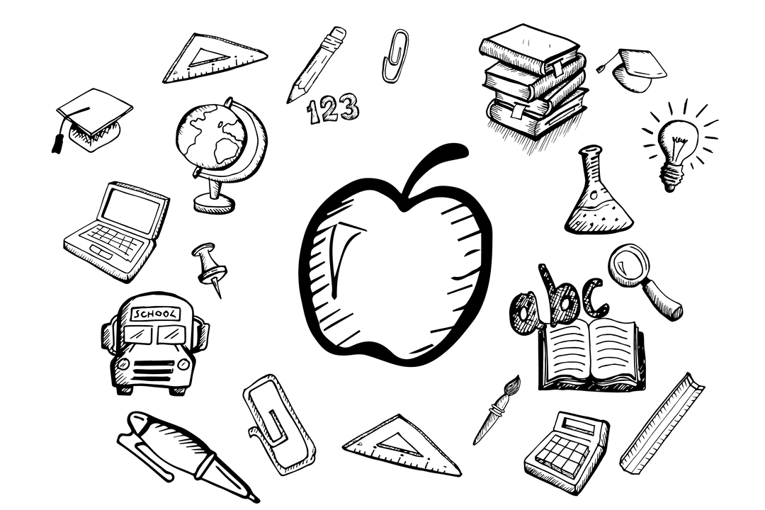 Transparent Collection of School Item Icons for Educational Projects