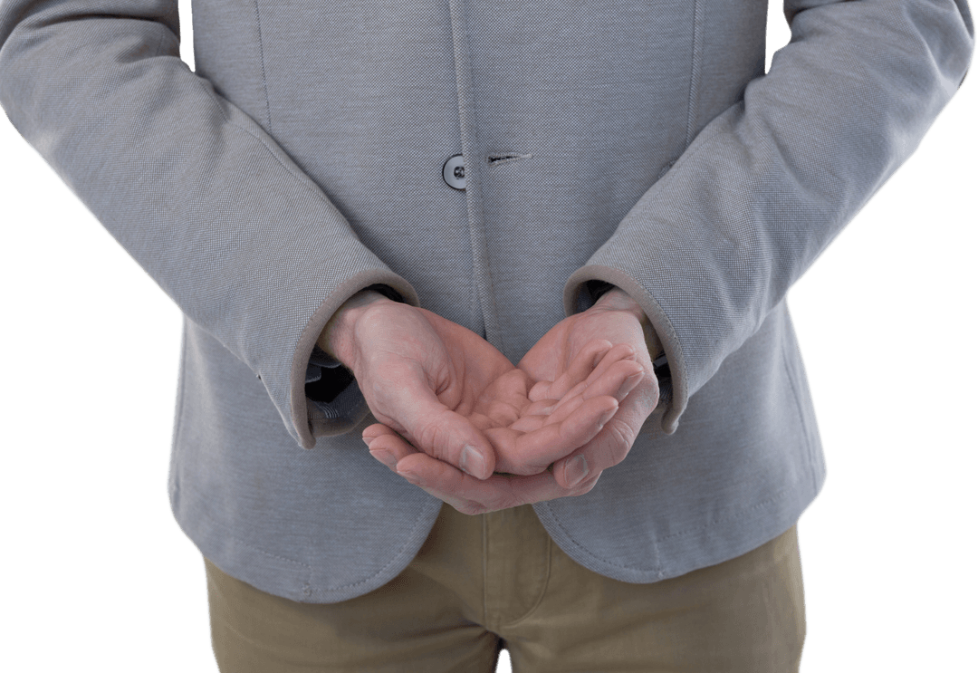 Professional Pose Mid Section of Man in Suit With Transparent Background