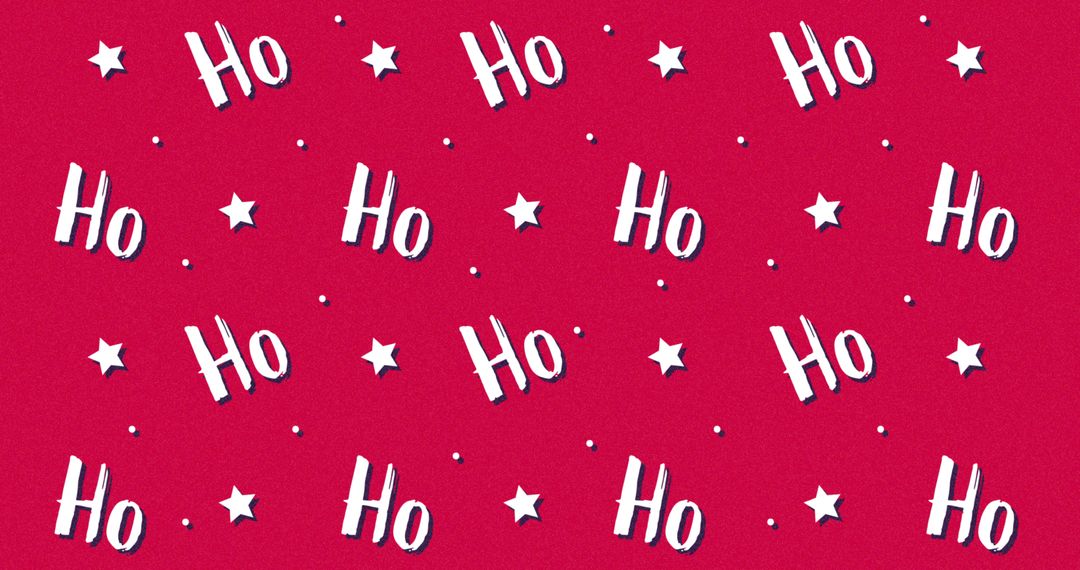 Bright Christmas Pattern with Ho Text and Stars on Red Background