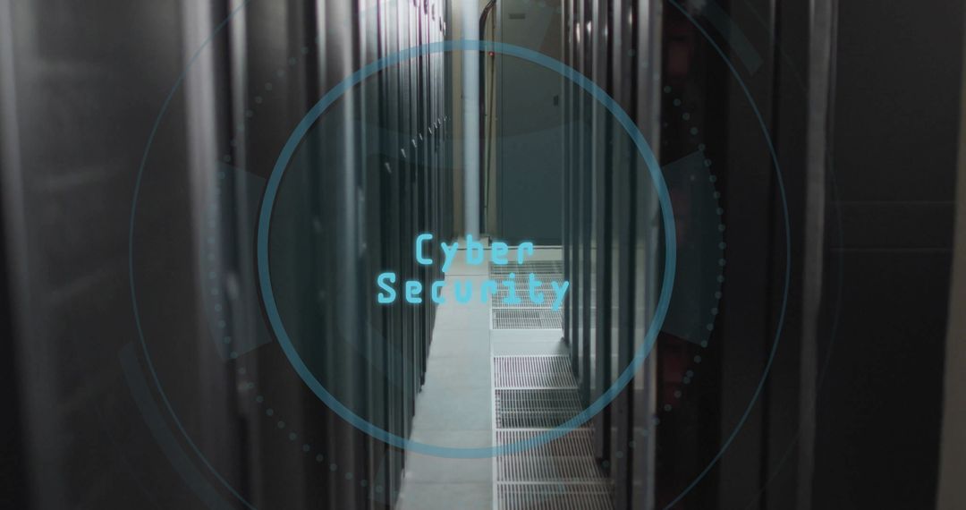 Cyber Security Concept Overlays Modern Server Data Center