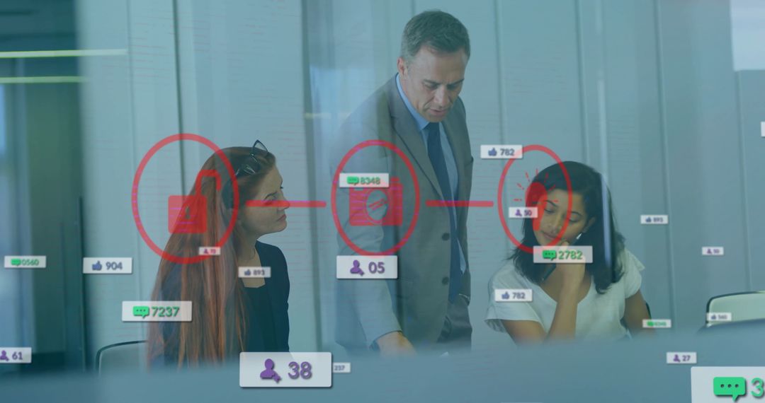 Diverse Business Team Analyzing Digital Social Media Trends