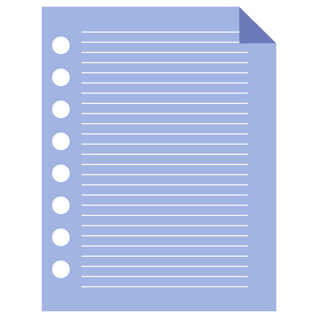 Blue Lined Paper Icon on Transparent Background Template