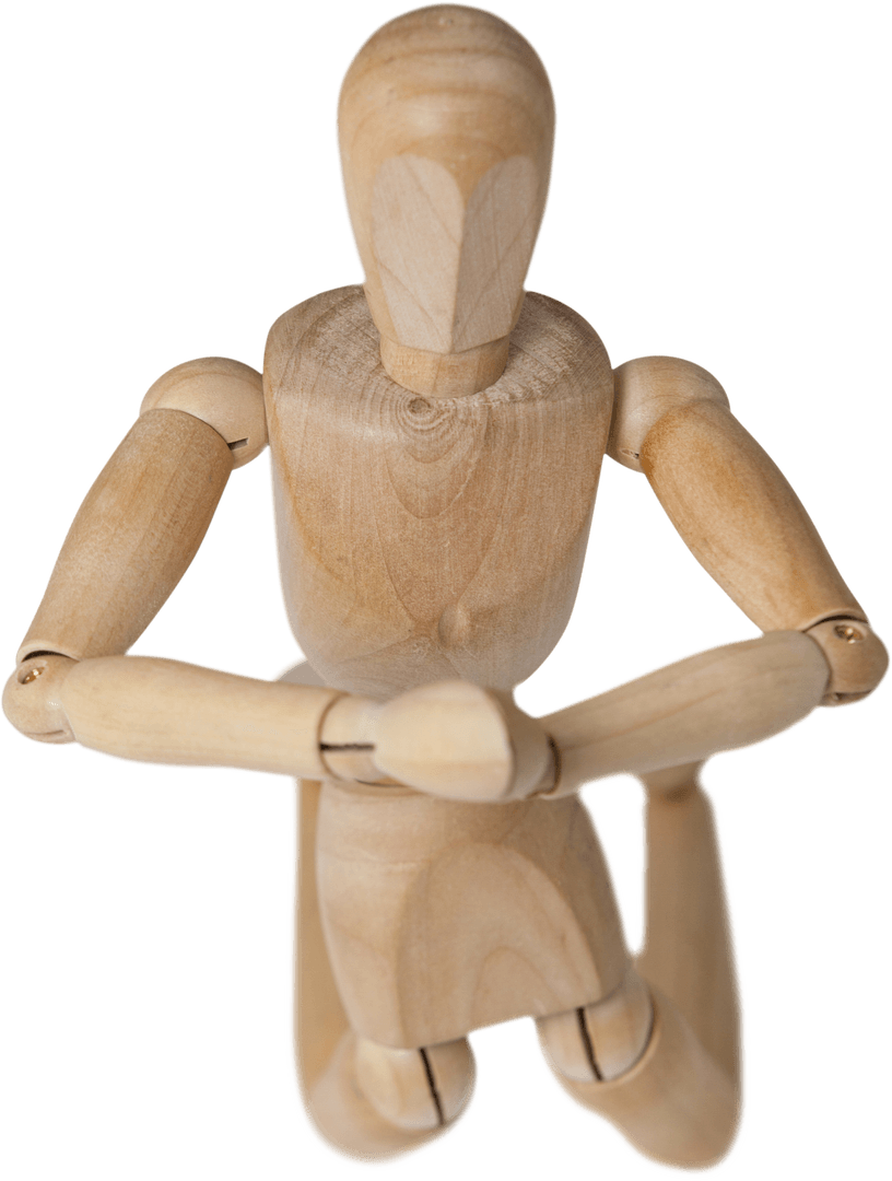Transparent Wooden Figure Kneeling with Joined Hands