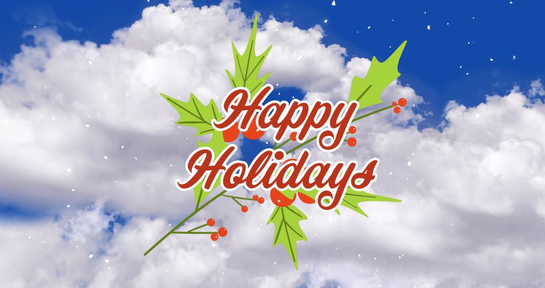Holiday Greeting Card with Festive Text in Sky