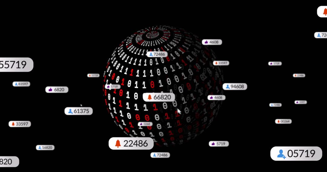 Digital Interface Concept Globe with Media Interaction Icons