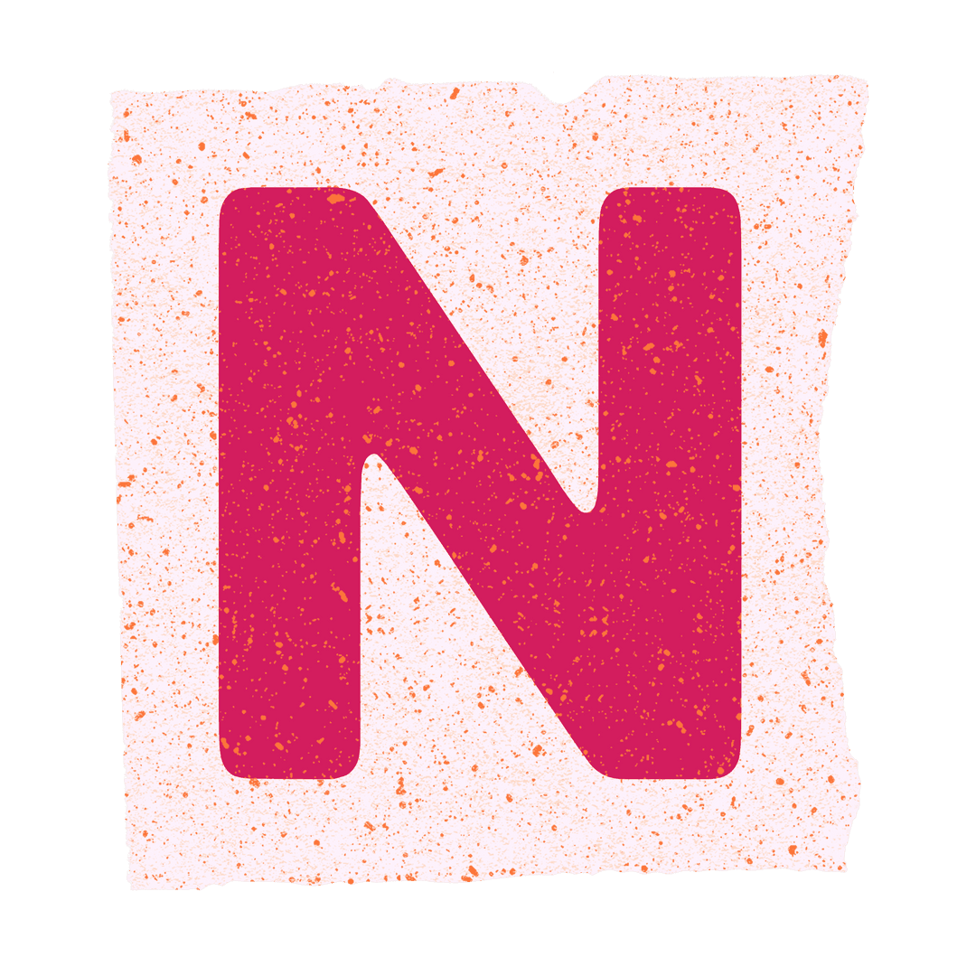 Stylized Magenta N on Torn Paper with Transparent Background