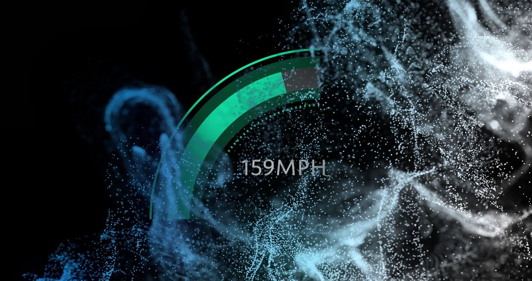 Futuristic Speedometer with Digital Particles in Dark Setting