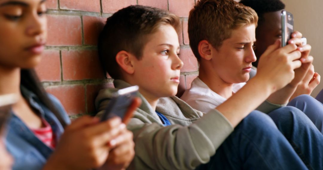 Teenagers Absorbed in Mobile Phones - Free Images, Stock Photos and Pictures on Pikwizard.com