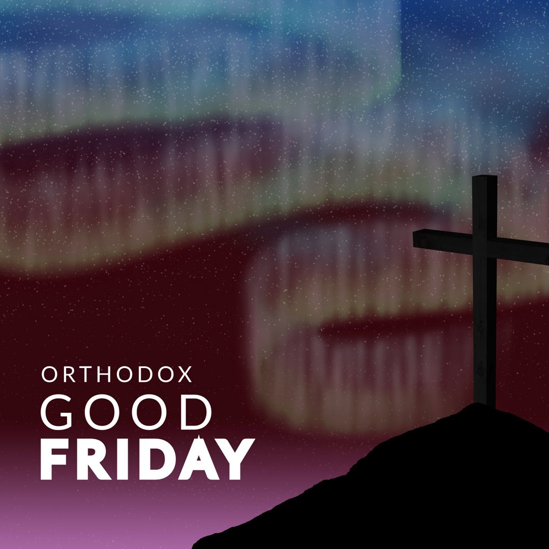 Orthodox Good Friday Cross Under Starry Night Sky