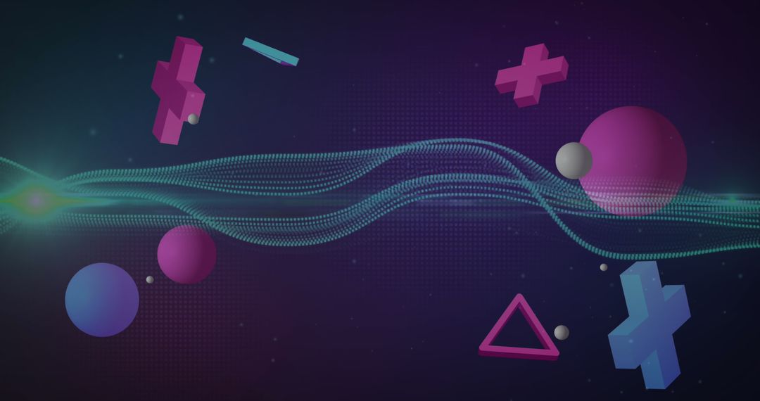 Abstract Geometric Forms Over Digital Network Background