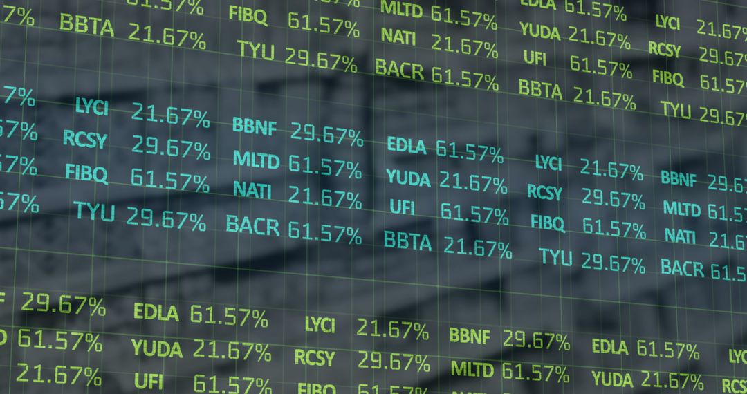 Digital Financial Data Overlaying Busy Retail Space