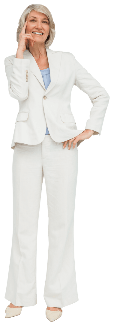Senior Businesswoman Smiling in Professional Attire on Transparent Background