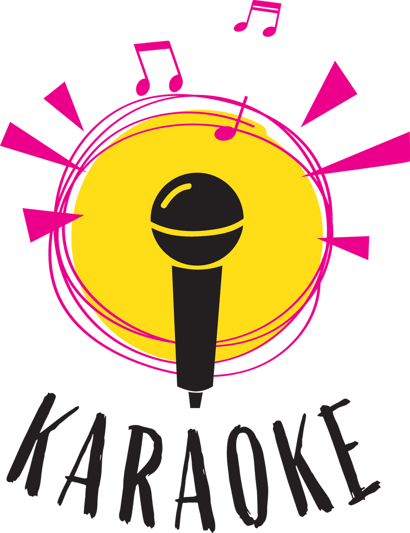 Vibrant Karaoke Microphone and Music Notes Transparent Design