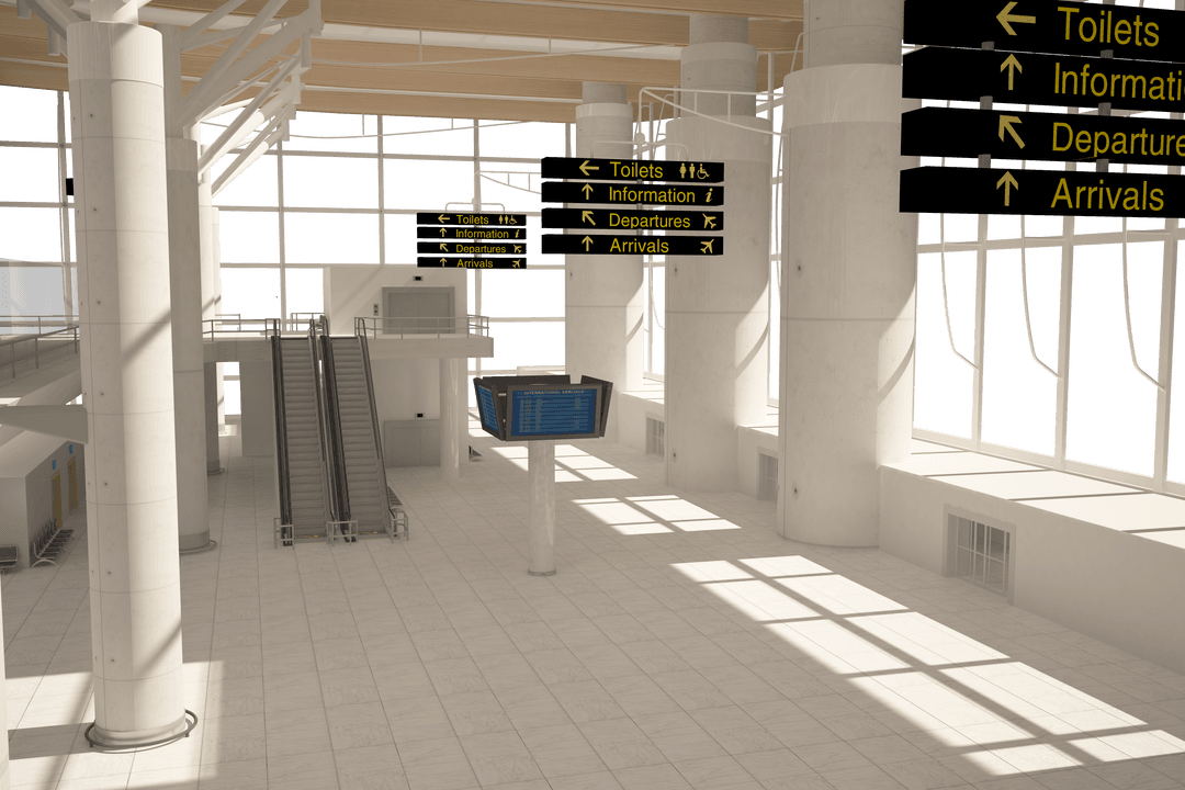 Modern Airport Concourse Against Transparent Background