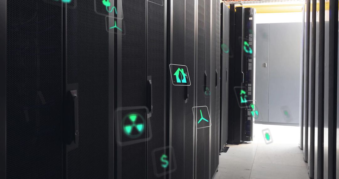 Eco-Friendly Icons and Data in Modern Server Room