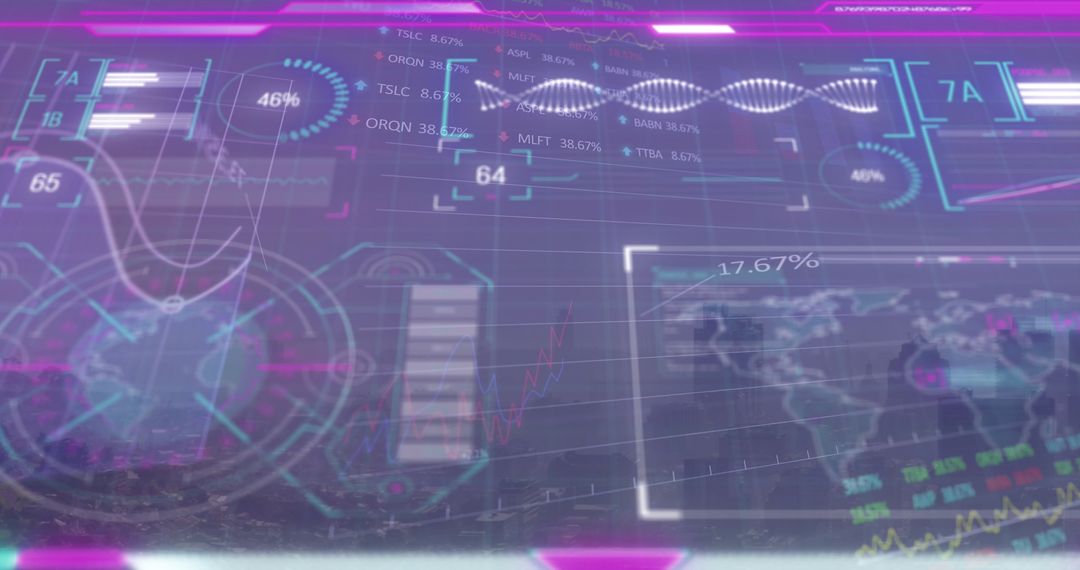 Digital Data Screen with Graphics Overlaying City View