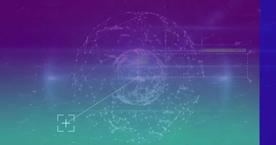 Futuristic Digital Interface with Network Sphere and Data Targeting