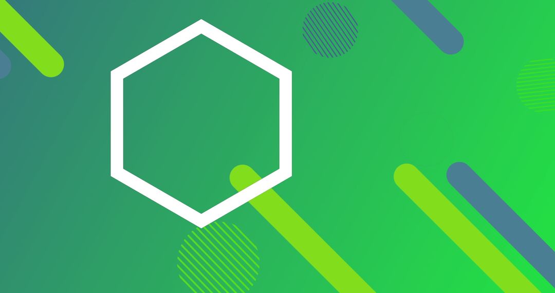 Dynamic Hexagon with Geometric Shapes on Vibrant Green