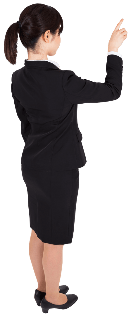 Transparent Businesswoman in Formal Suit Pointing