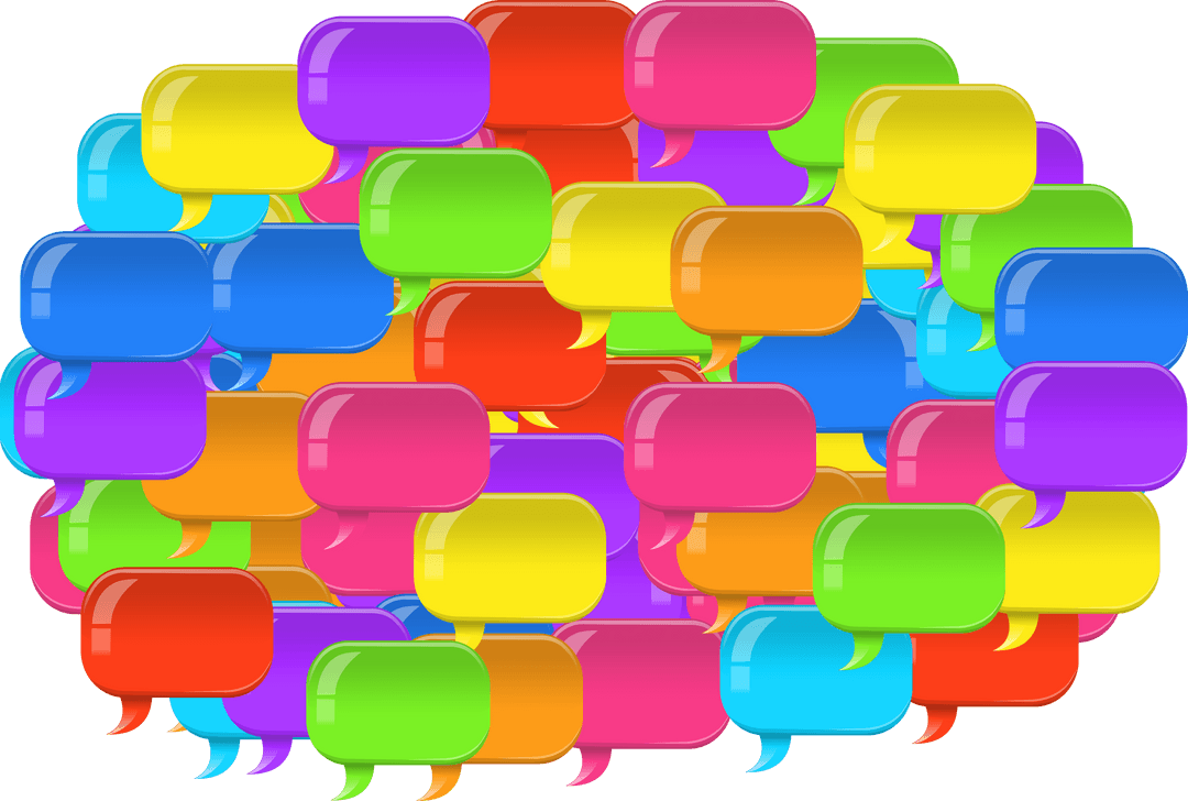 Vibrant Transparent Speech Bubbles Collaboration Concept