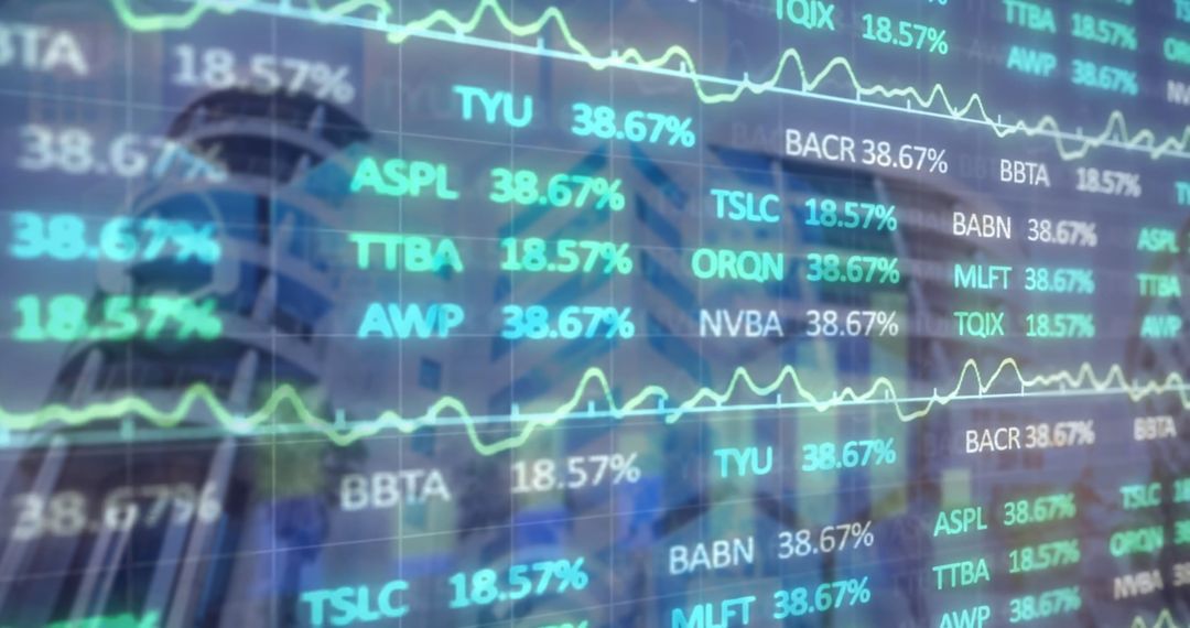 Digital Financial Data Display on Office Building Surface