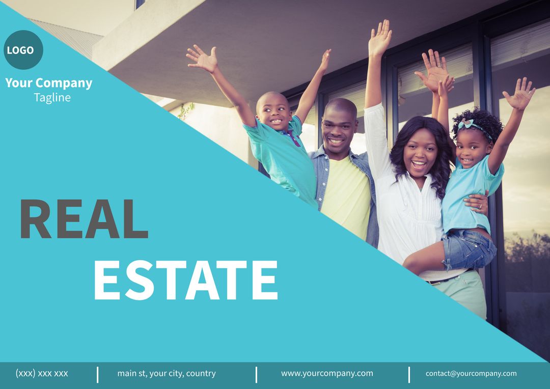 Happy Family in Front of Home Symbolizing Joyful Living