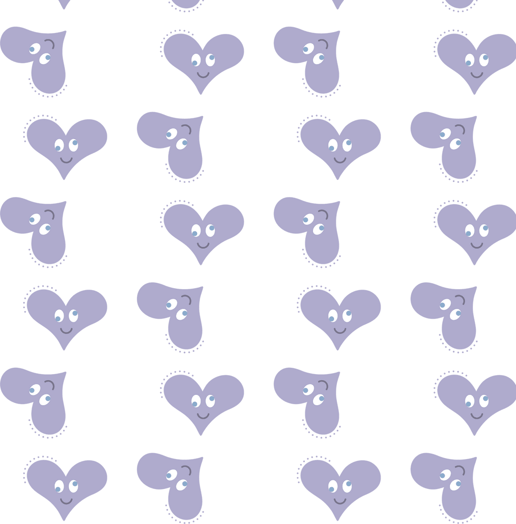 Purple Smiling Hearts Pattern on Transparent Background